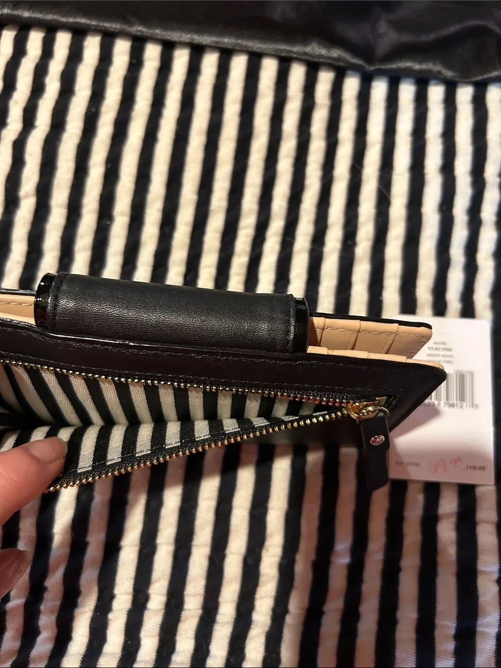 kate spade Black Leather Wristlet Phone Case with Gold Turnlock